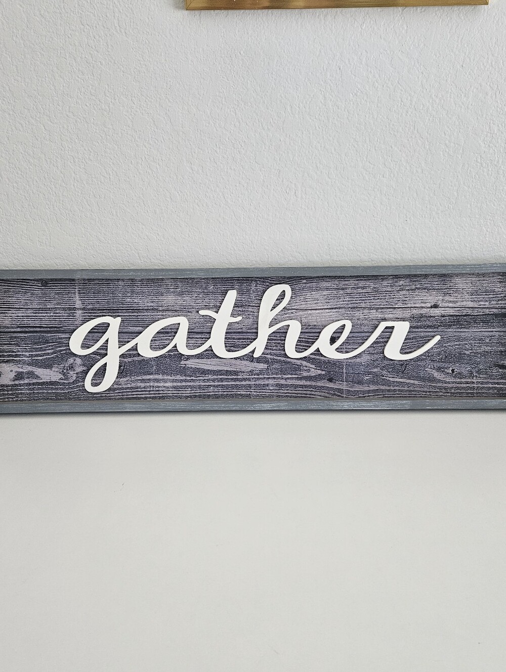'Gather' Wooden Horizontal Sign Rustic Distressed Farmhouse Country Wall Decor